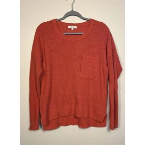 Madewell Thompson Pocket Pullover Sweater Size Medium Orange